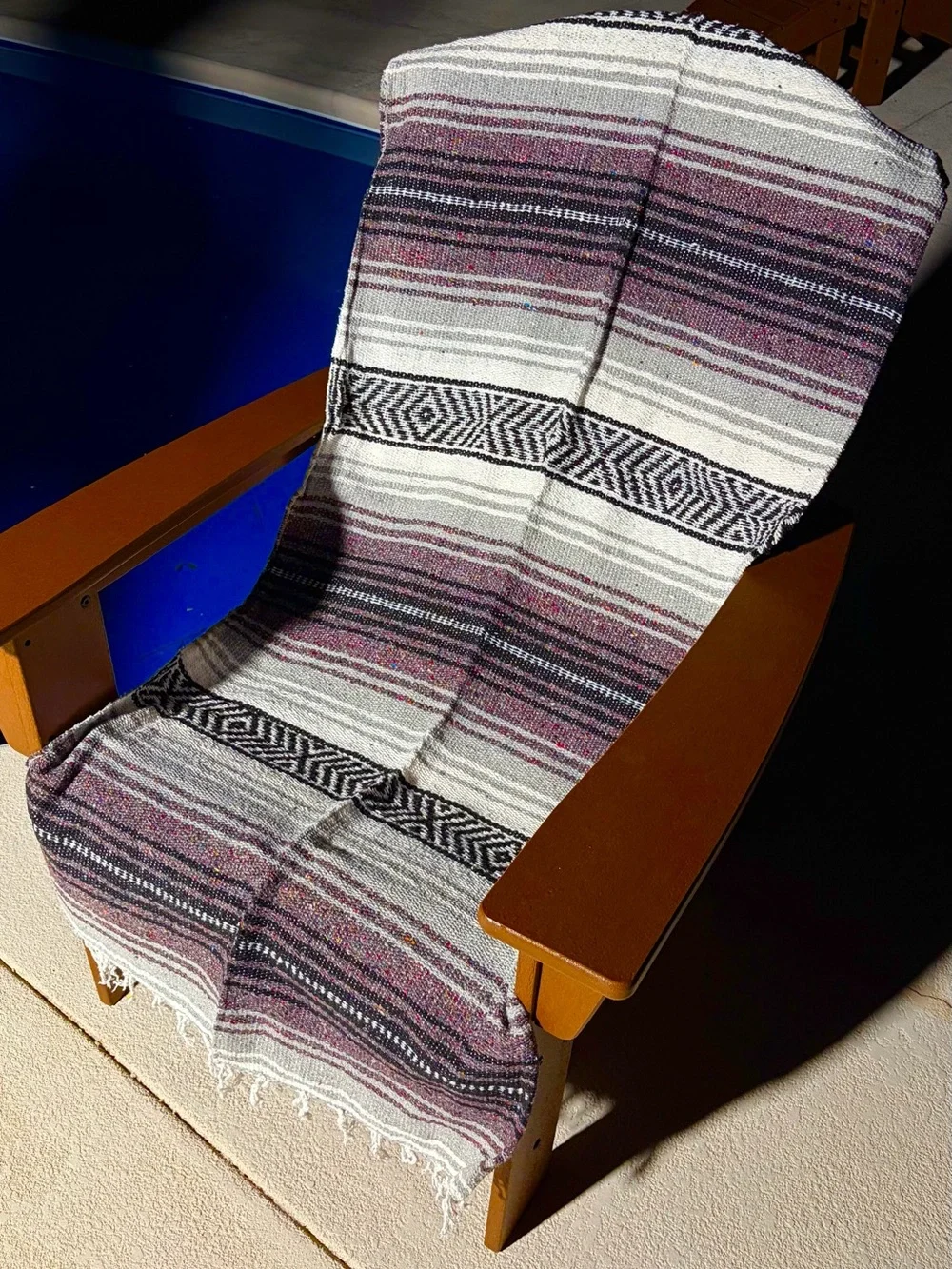 Mexican Falsa Blanket – Woven Striped Serape Throw with Fringe